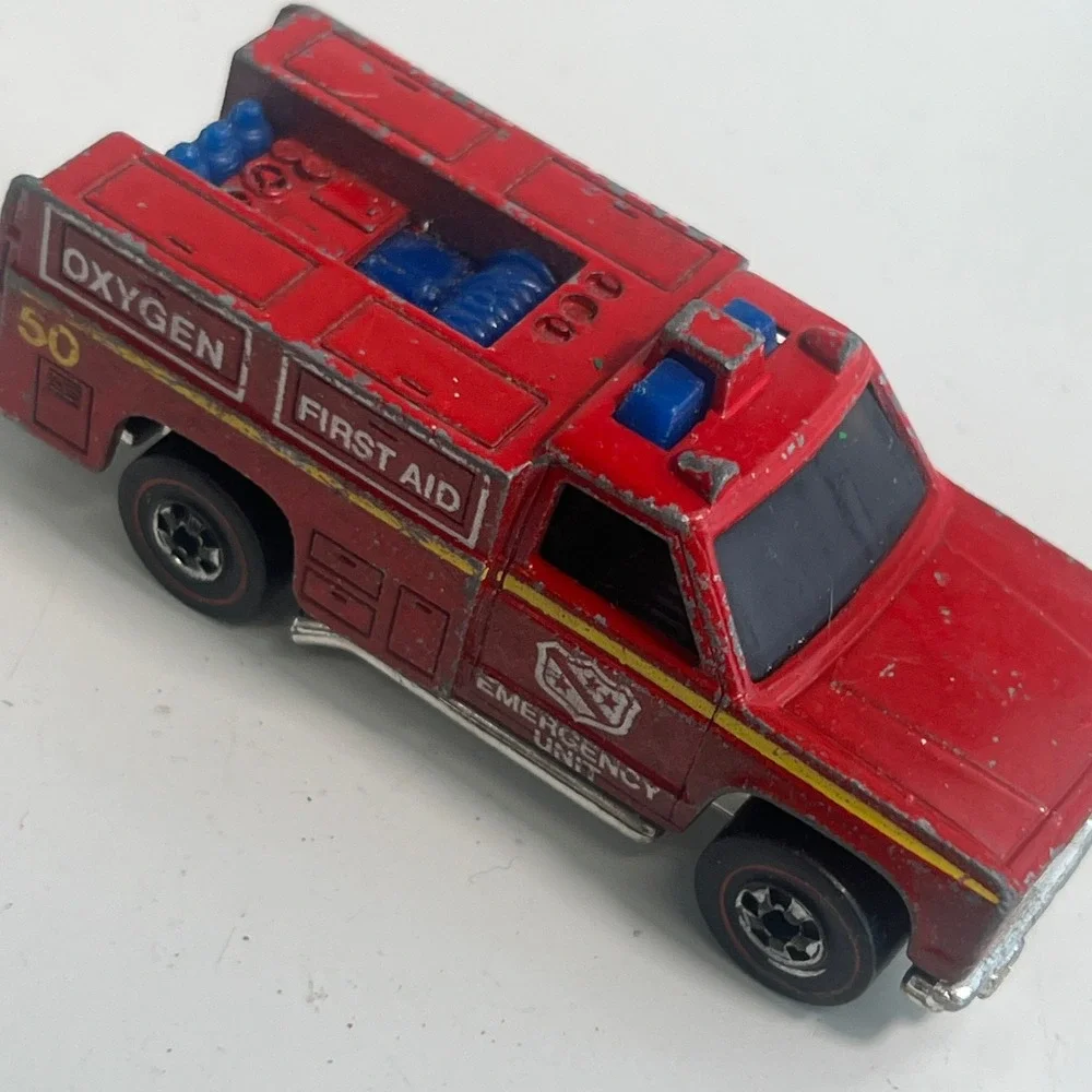 Hot Wheels 1974 Redline Emergency Unit Fire Truck Red Mattel Hong Kong Vintage